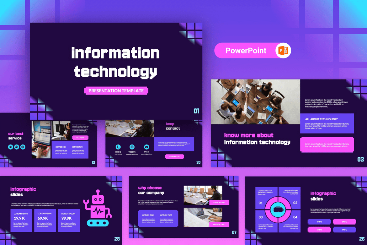 Template Presentasi PowerPoint Teknologi Informasi yang Menarik dan Profesional
