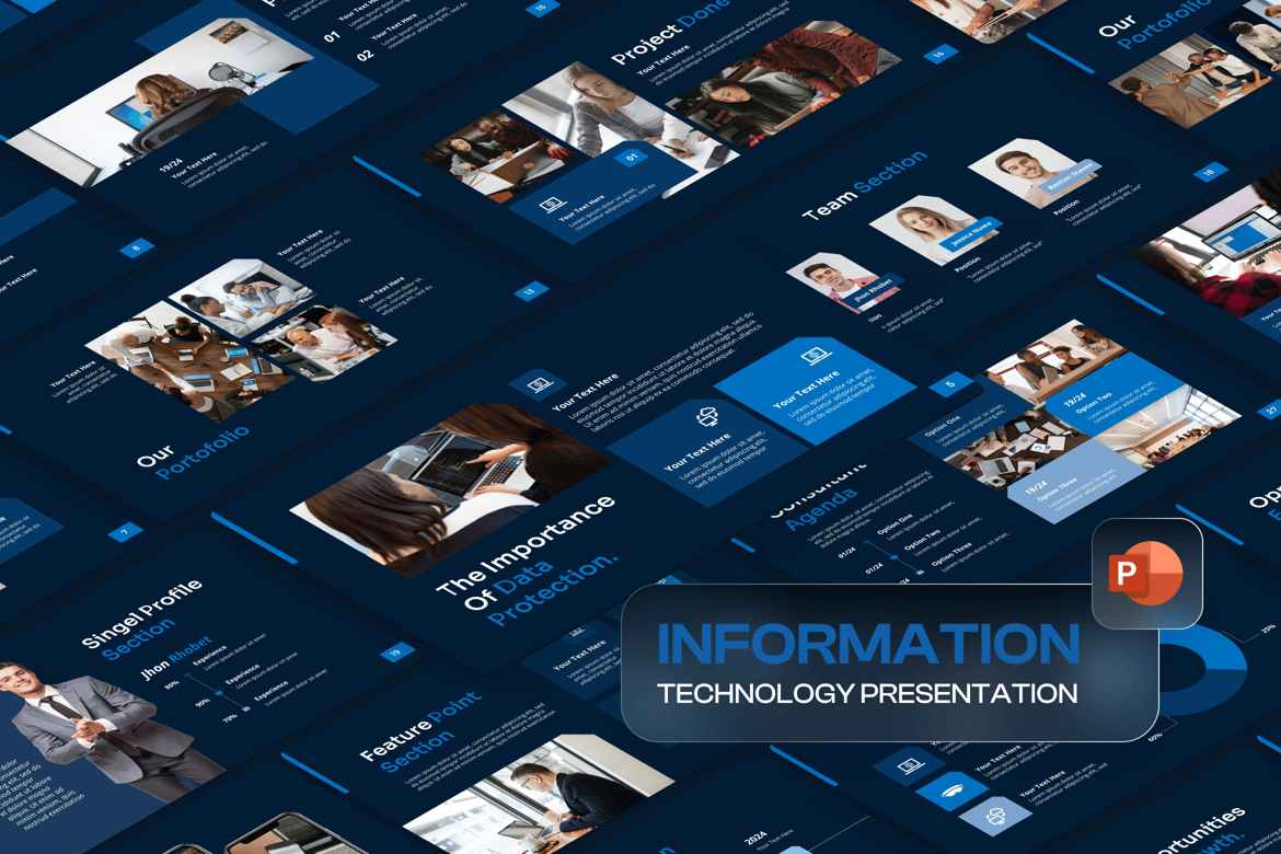 Template PowerPoint Teknologi Informasi yang Modern dan Menarik