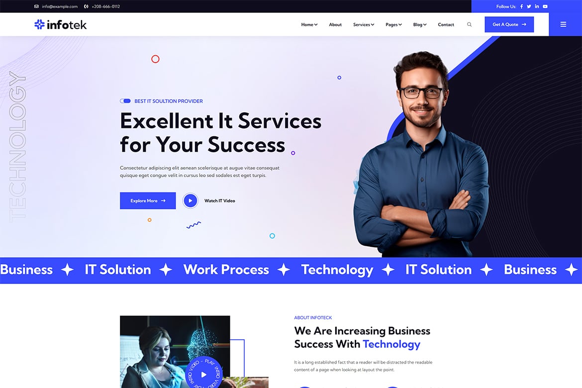 Infotek - Template Website IT & Teknologi Modern dengan React NextJS