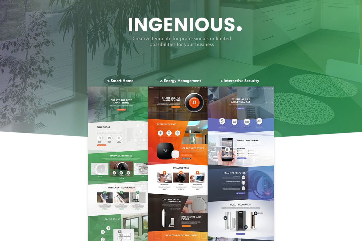 Ingenious - Template Website Otomatisasi Rumah Pintar yang Canggih