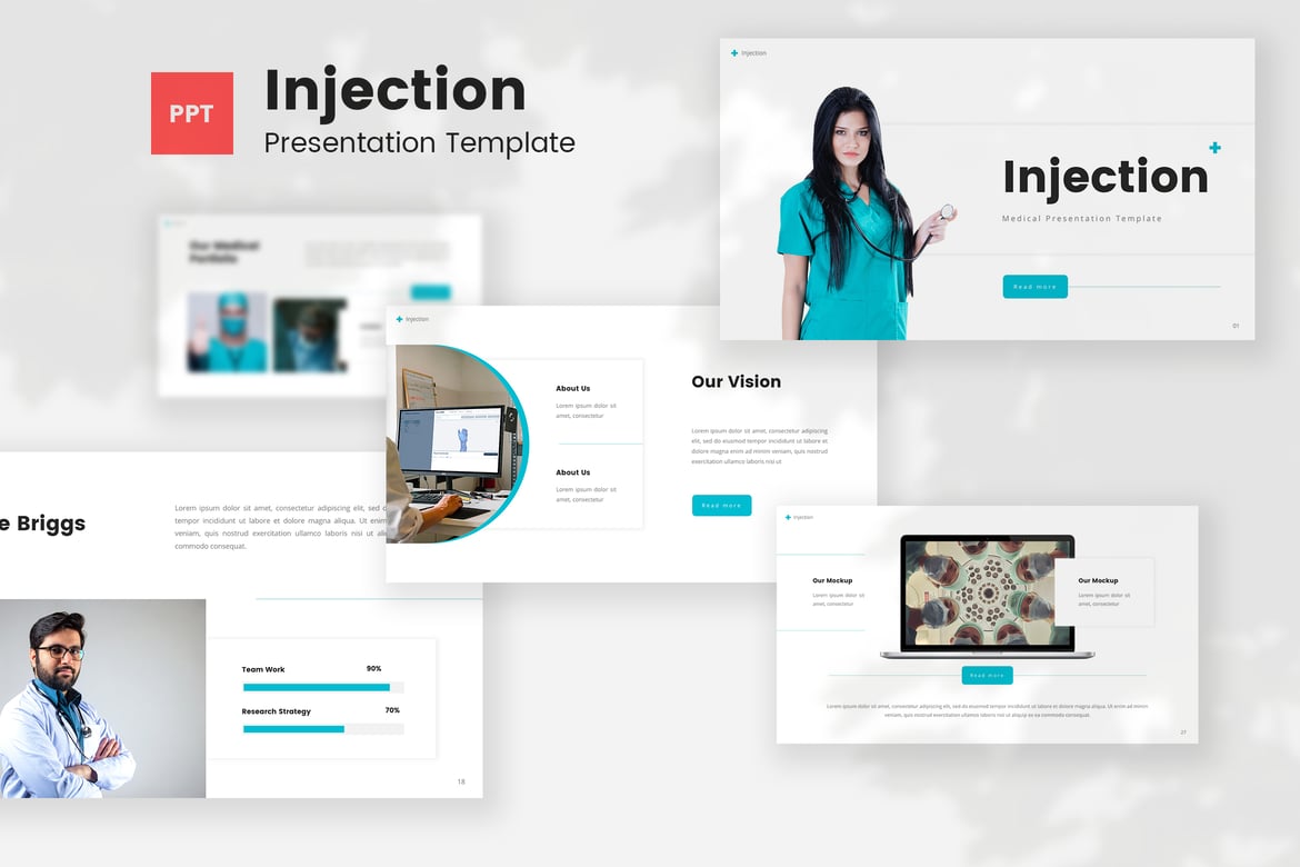 Template PowerPoint Medis - Injection yang Elegan dan Profesional