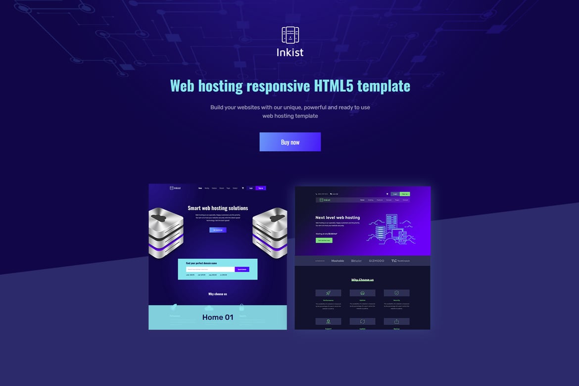 Inkist - Template Website Hosting HTML 5 yang Responsif dan Kustomisasi Penuh