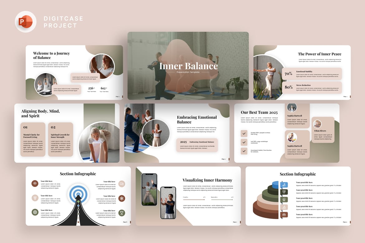 Template PowerPoint Inner Balance untuk Presentasi Kesehatan dan Mindfulness