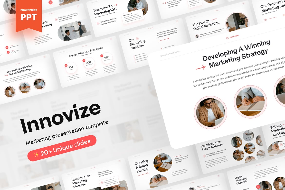 Template Presentasi PowerPoint Innovize untuk Pemasaran yang Menarik