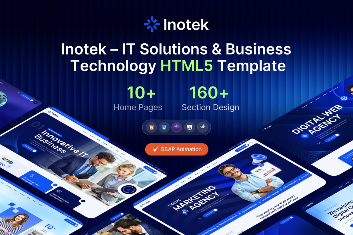 Inotek – Template Website Solusi IT & Teknologi Bisnis HTML5 yang Modern