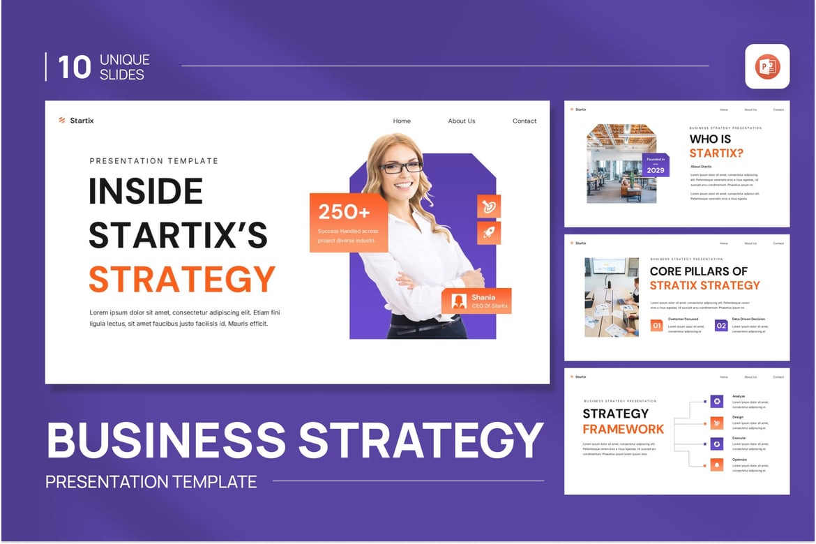 Template Presentasi Strategi Bisnis Startix yang Menarik