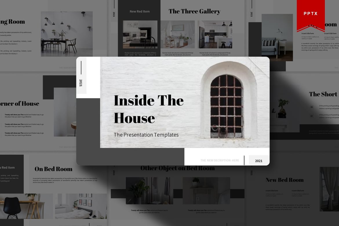 Template Presentasi PowerPoint: Inside The House yang Menarik