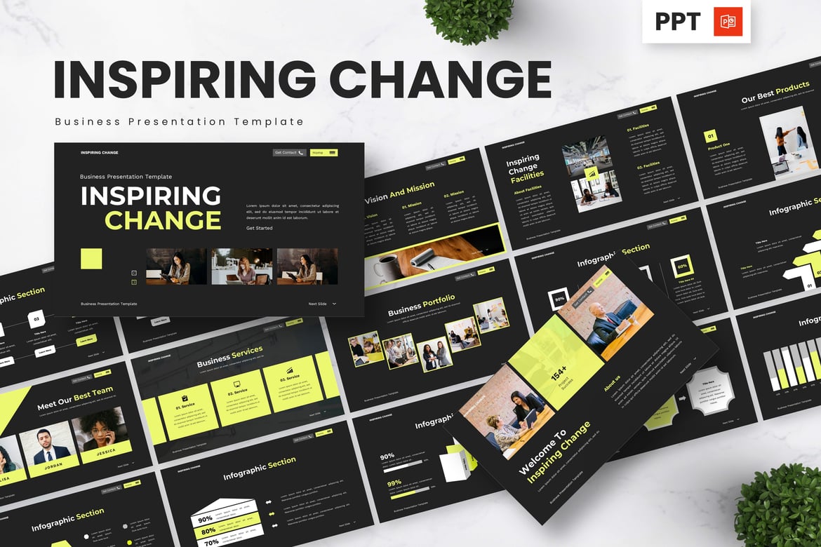 Template Powerpoint Inspiratif untuk Perubahan Bisnis