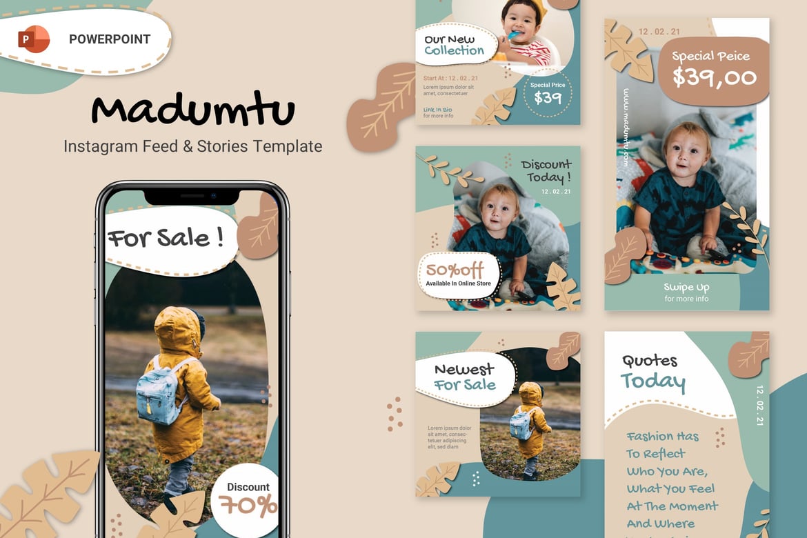 Template PowerPoint Kreatif untuk Instagram Feeds & Stories