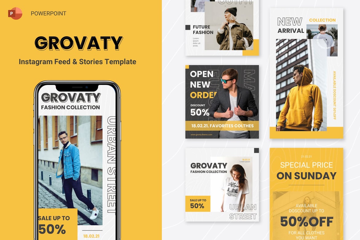 Template PowerPoint Instagram Feeds & Stories yang Menarik dan Modern