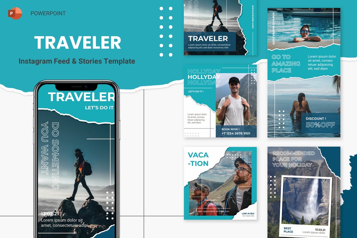Template PowerPoint Instagram Feed & Stories yang Modern dan Kreatif