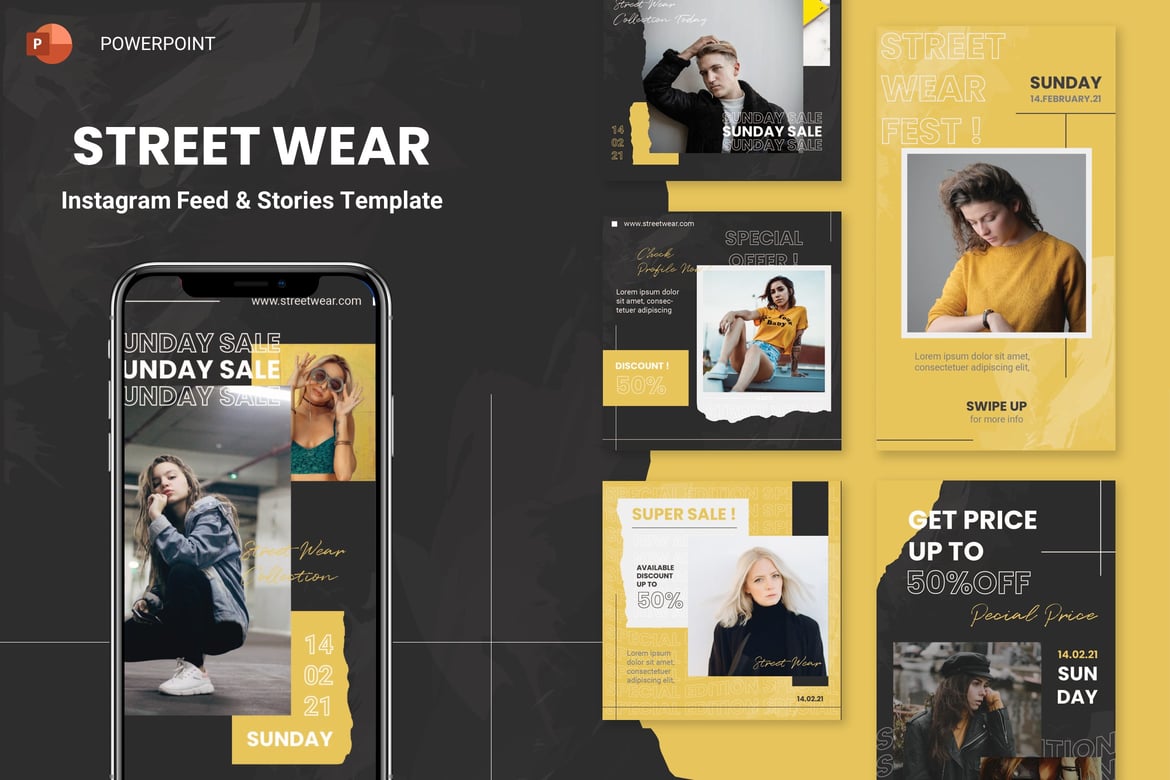 Template PowerPoint Instagram Feed & Stories yang Modern dan Kreatif
