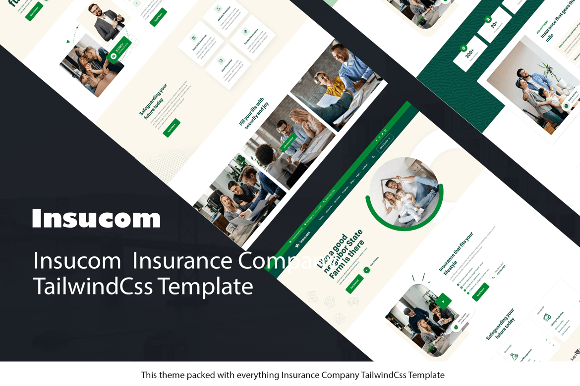 Template Website Asuransi Insucom - Desain TailwindCSS Modern dan Profesional