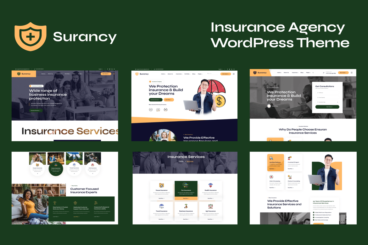 Tema WordPress untuk Agen Asuransi - Surancy yang Menarik
