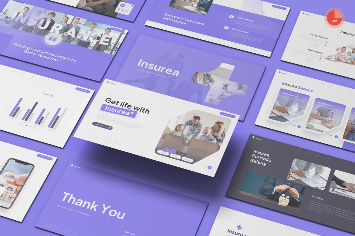Template Presentasi PowerPoint untuk Agensi Asuransi yang Menarik