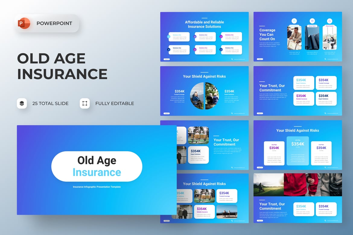 Template PowerPoint Infografis Asuransi yang Menarik