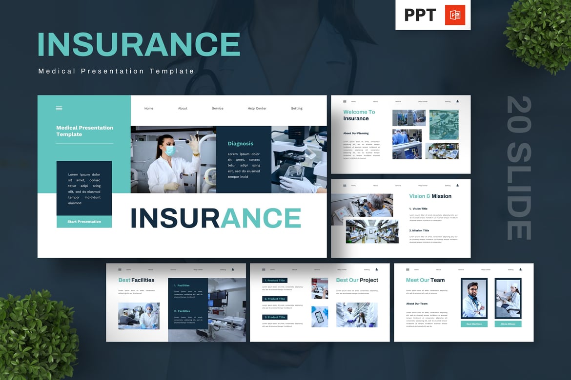 Template Powerpoint Medis untuk Presentasi Asuransi yang Menarik