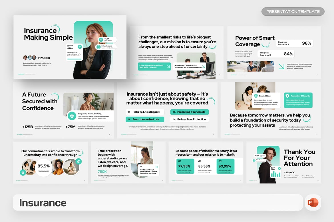 Template PowerPoint Asuransi yang Modern dan Menarik