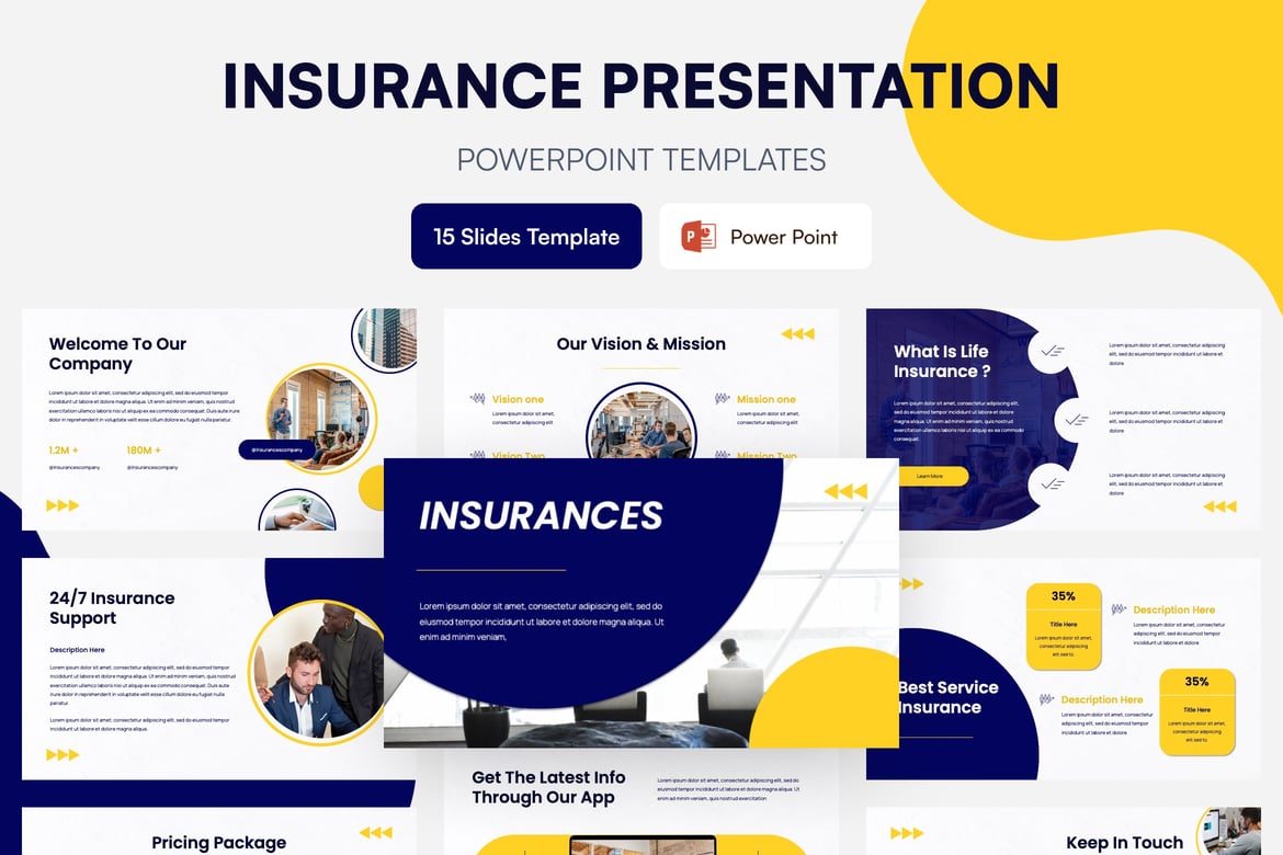 Template Presentasi PowerPoint Asuransi Modern dan Profesional