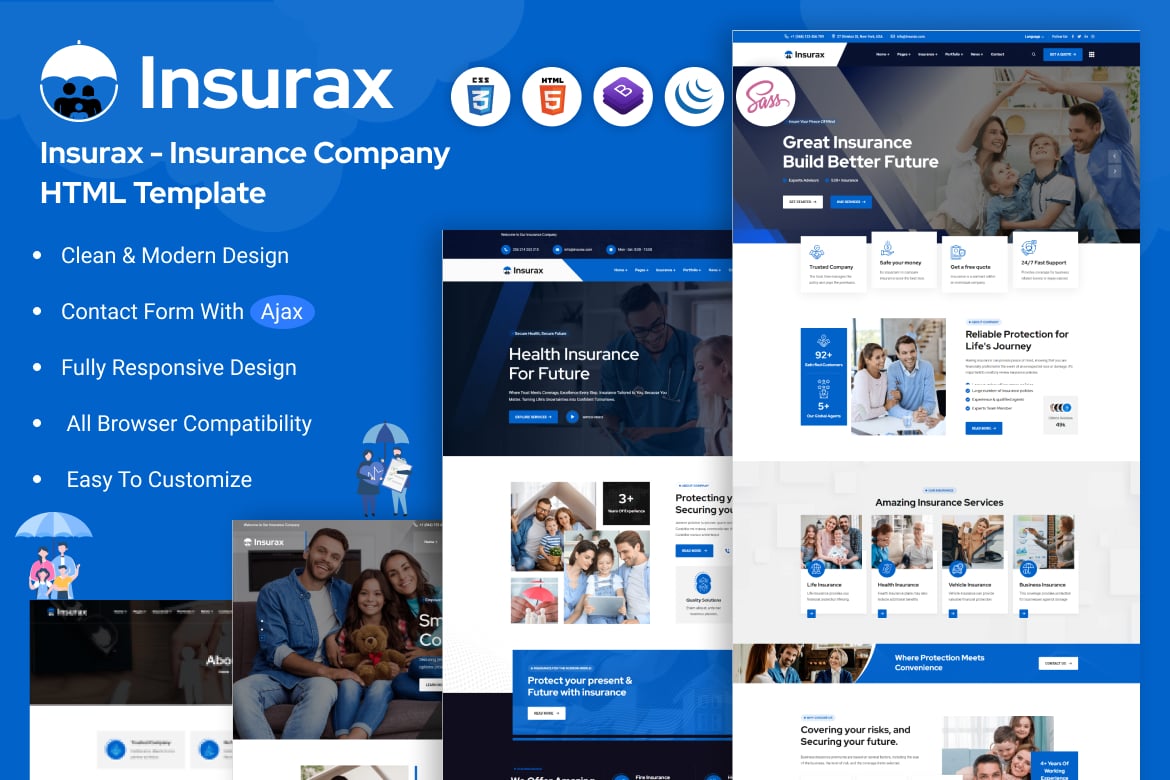Insurax - Template Website Perusahaan Asuransi Modern