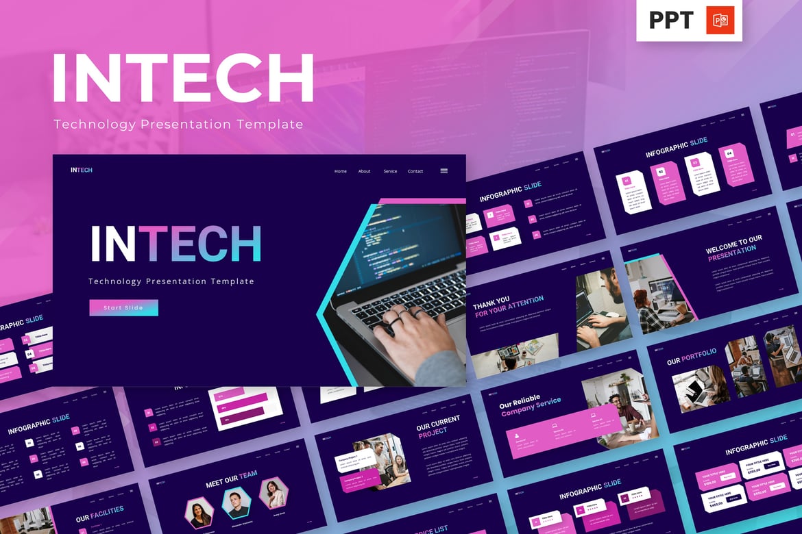 Intech - Template Powerpoint Teknologi Modern untuk Presentasi Anda