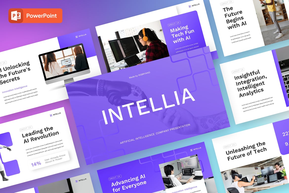 Intellia - Template Presentasi Powerpoint Berbasis AI yang Menarik