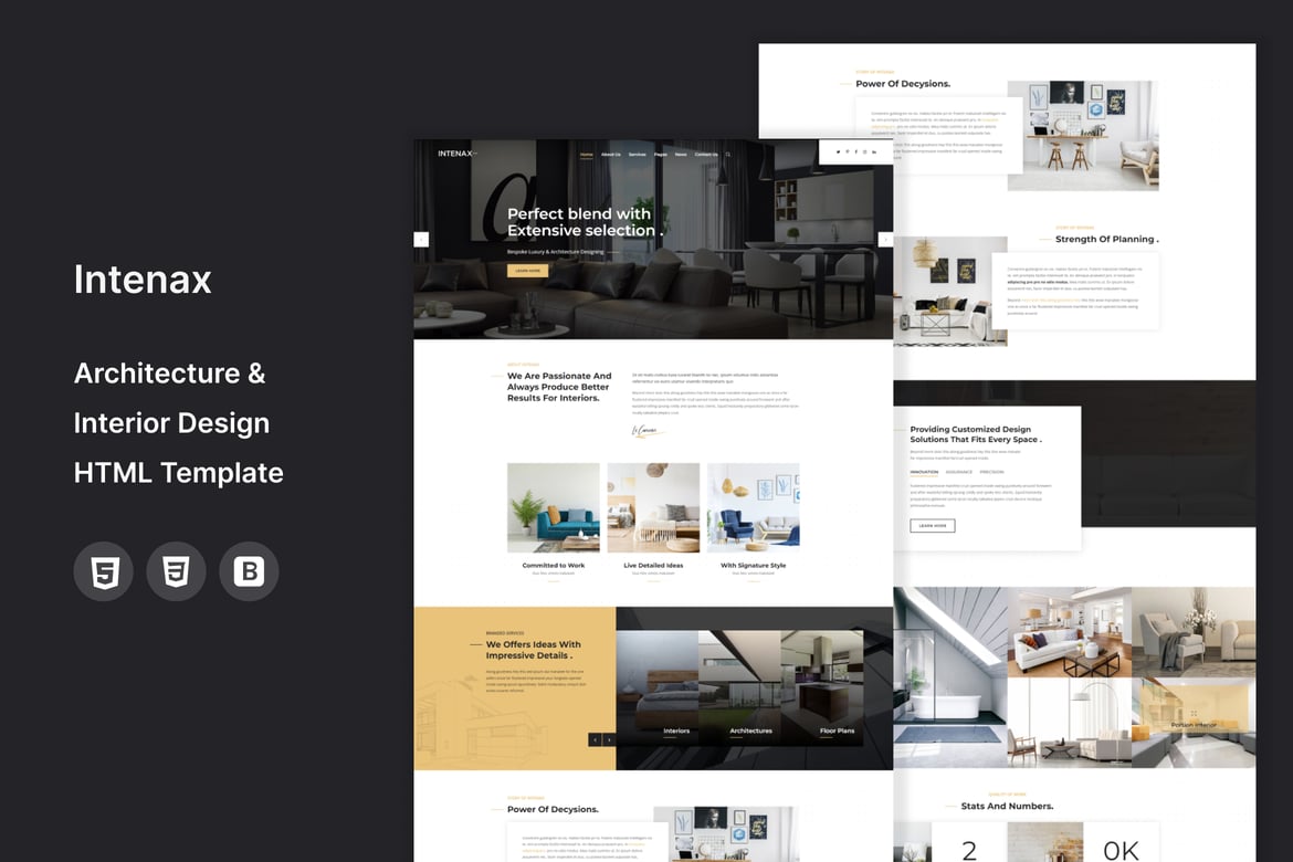 Template Website Arsitektur & Interior Intenax yang Modern dan Stylish
