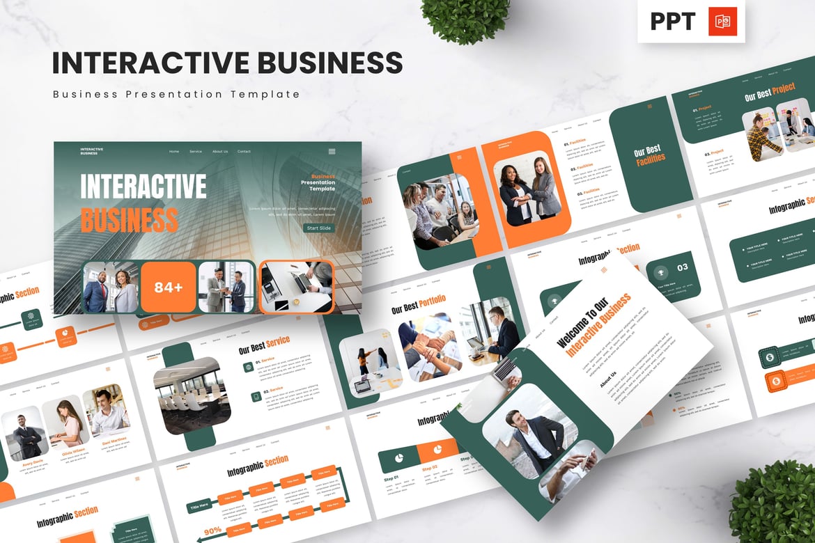 Template Presentasi Bisnis Interaktif - PowerPoint yang Menarik