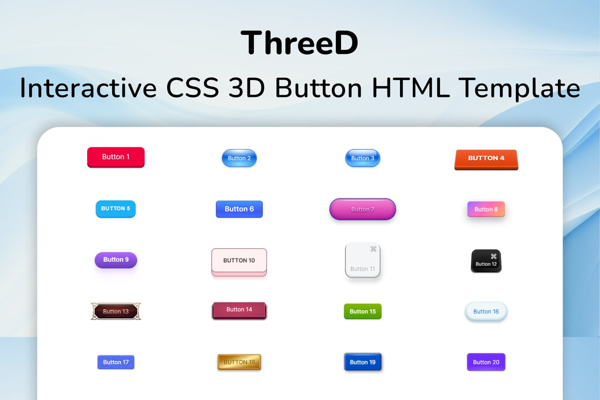 Template Website Tombol 3D Interaktif CSS - ThreeD