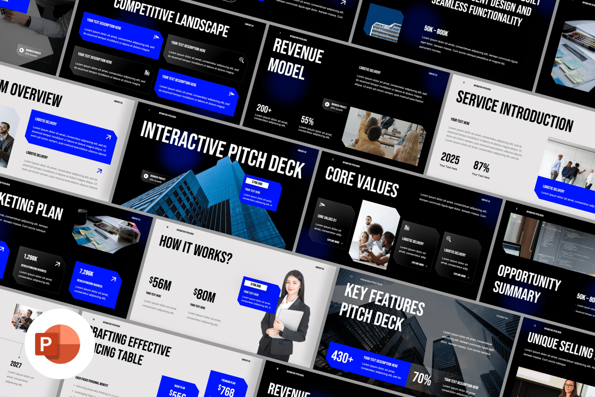 Template Presentasi Pitch Interaktif untuk PowerPoint