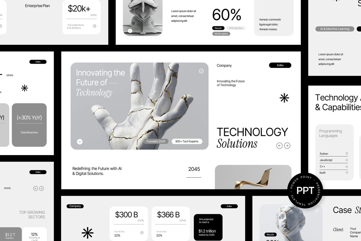 Template Powerpoint Bisnis Teknologi Interaktif yang Menarik