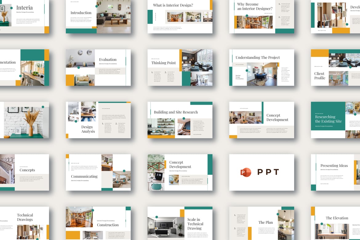 INTERIA - Template PowerPoint Desain Interior yang Menarik