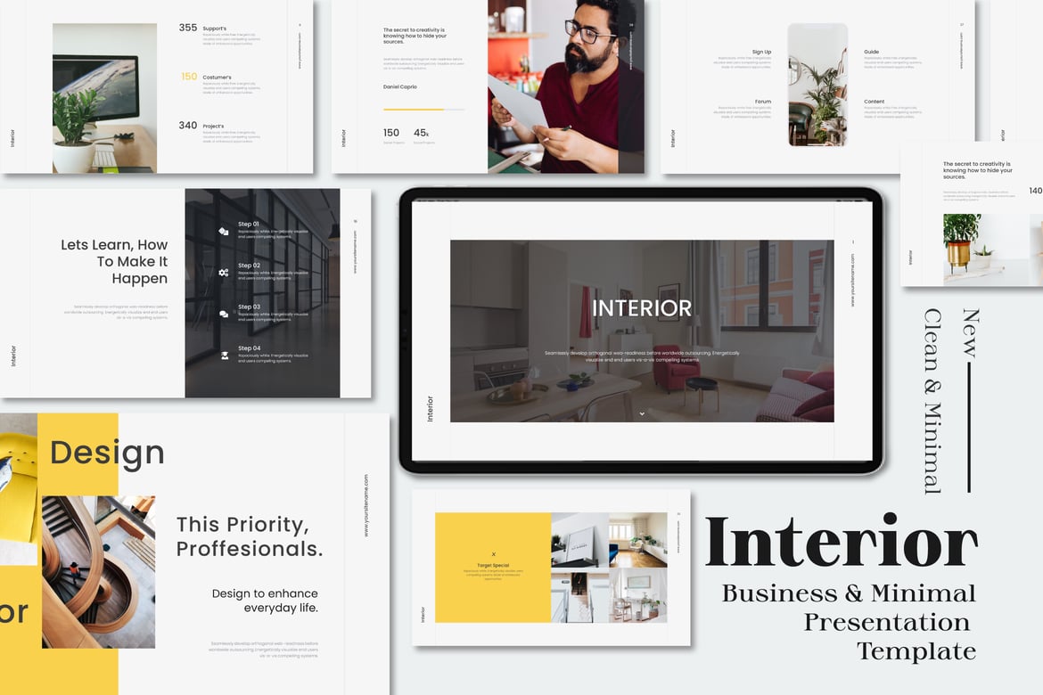 Template Presentasi PowerPoint Interior Bisnis Minimalis yang Modern