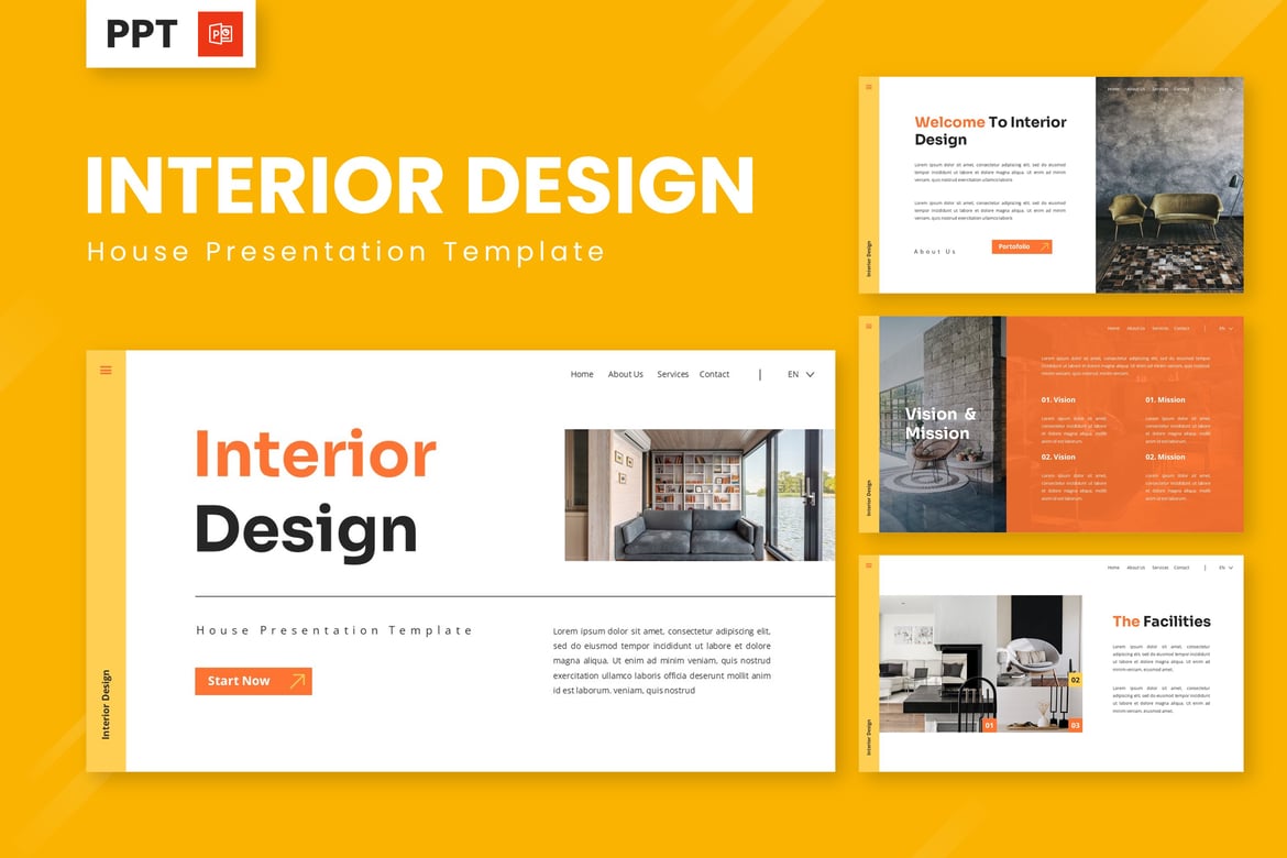Template Presentasi PowerPoint Desain Interior Modern