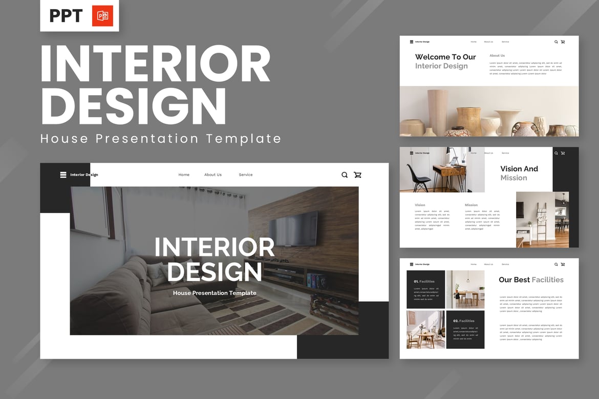 Template Powerpoint Desain Interior Rumah yang Menarik dan Modern