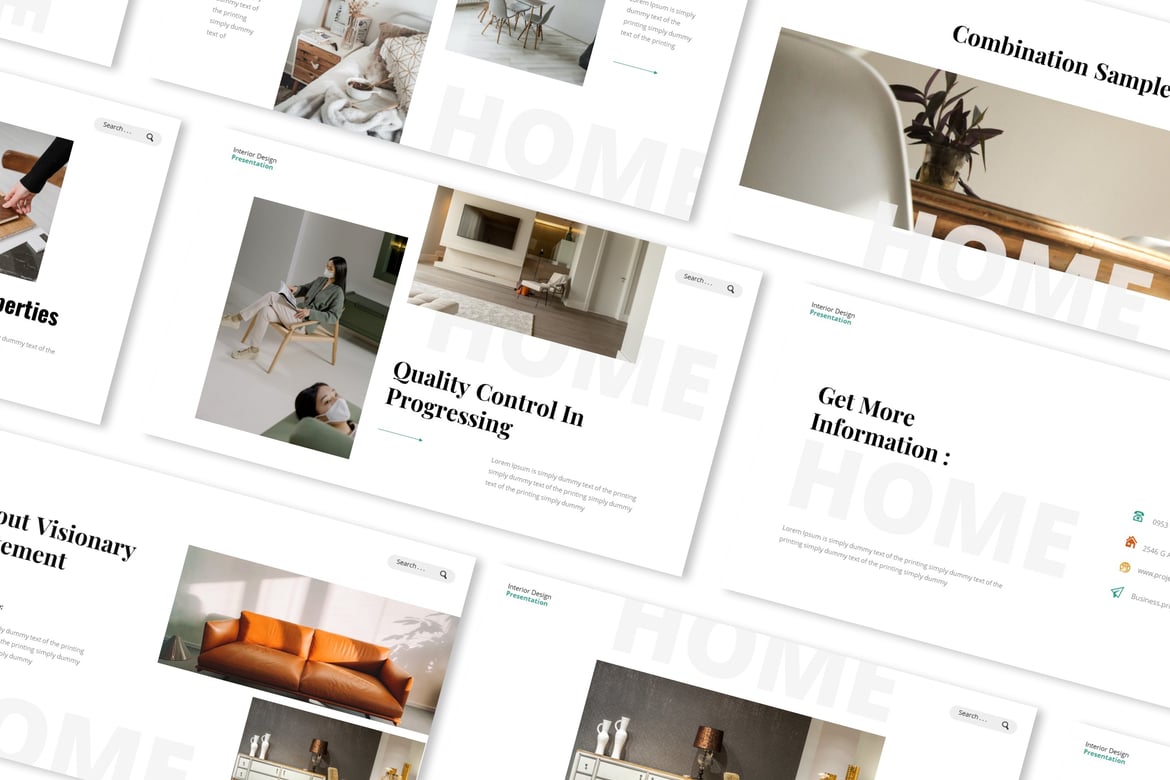 Template Powerpoint Lookbook Desain Interior yang Menarik