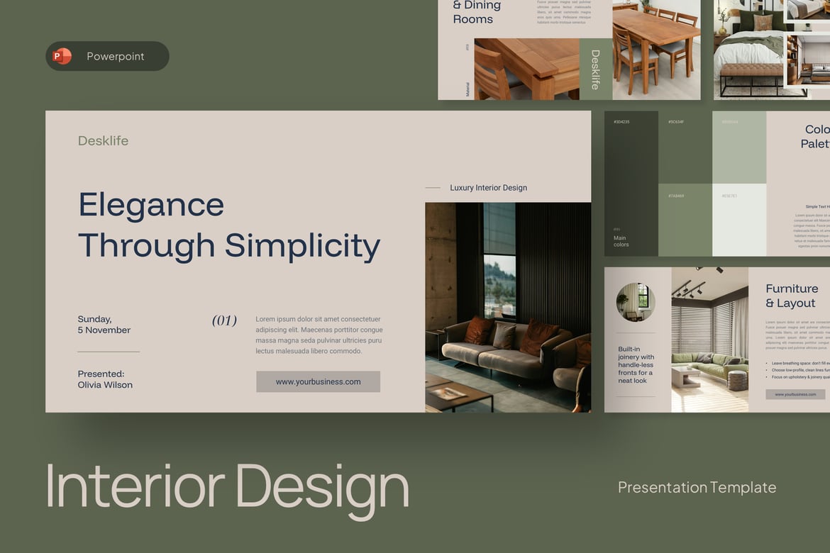 Template Presentasi PowerPoint Desain Interior Mewah