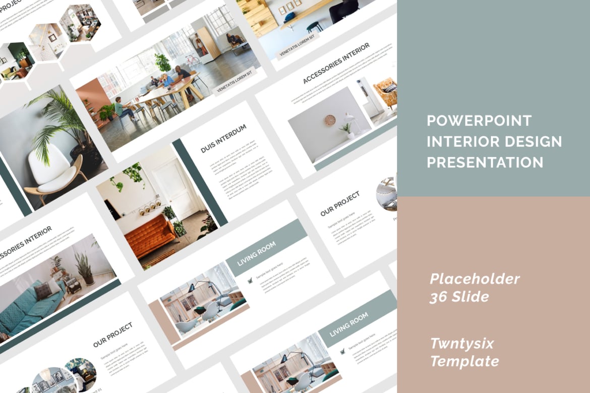 Template Presentasi PowerPoint Desain Interior yang Menarik