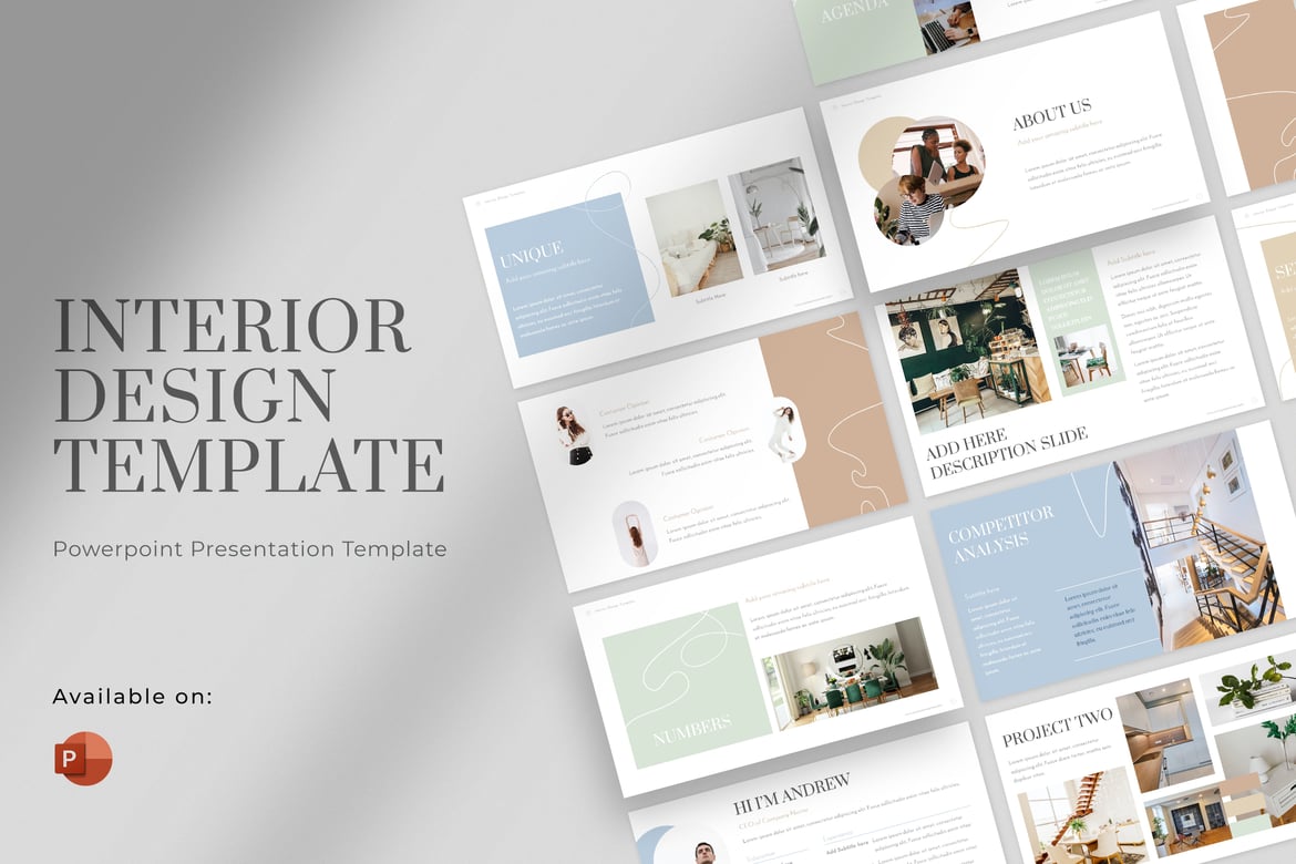 Template Presentasi Powerpoint Desain Interior yang Menawan