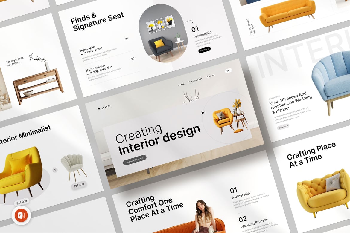 Template PowerPoint Desain Interior yang Menarik