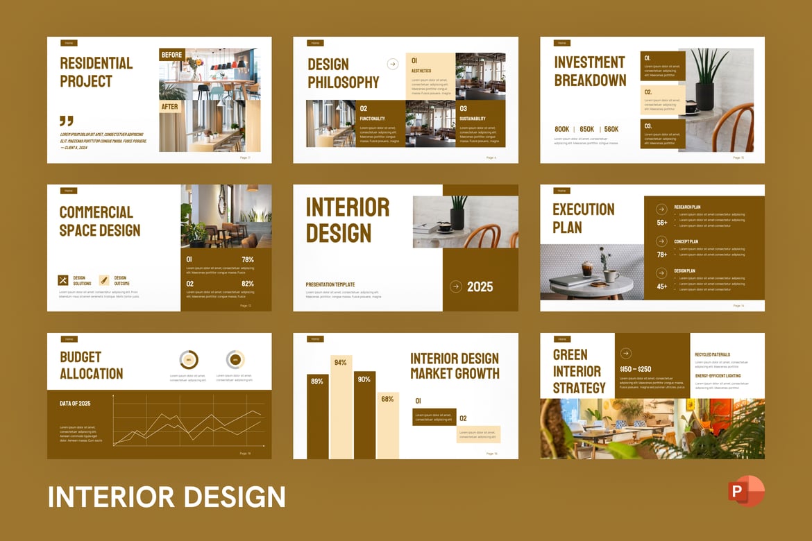 Template PowerPoint Desain Interior yang Menarik