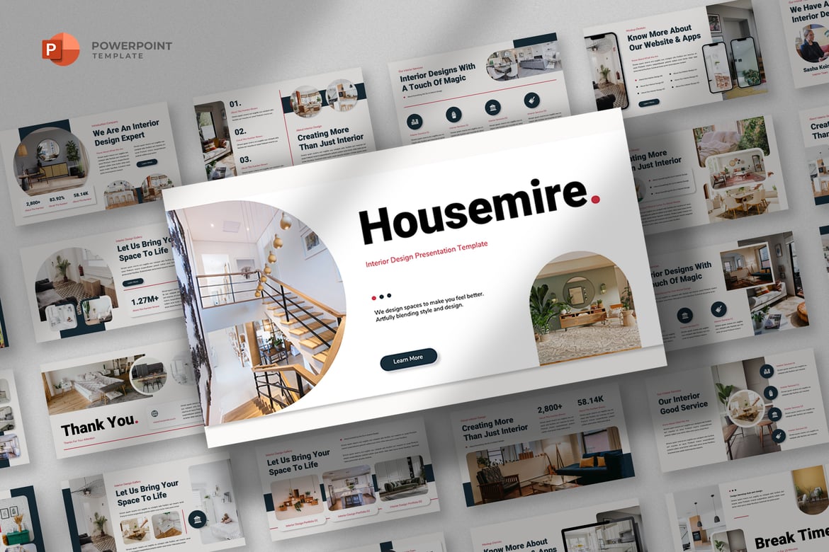 Template Powerpoint Desain Interior yang Menawan