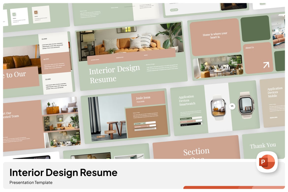 Template Presentasi PowerPoint untuk Desain Interior yang Menarik