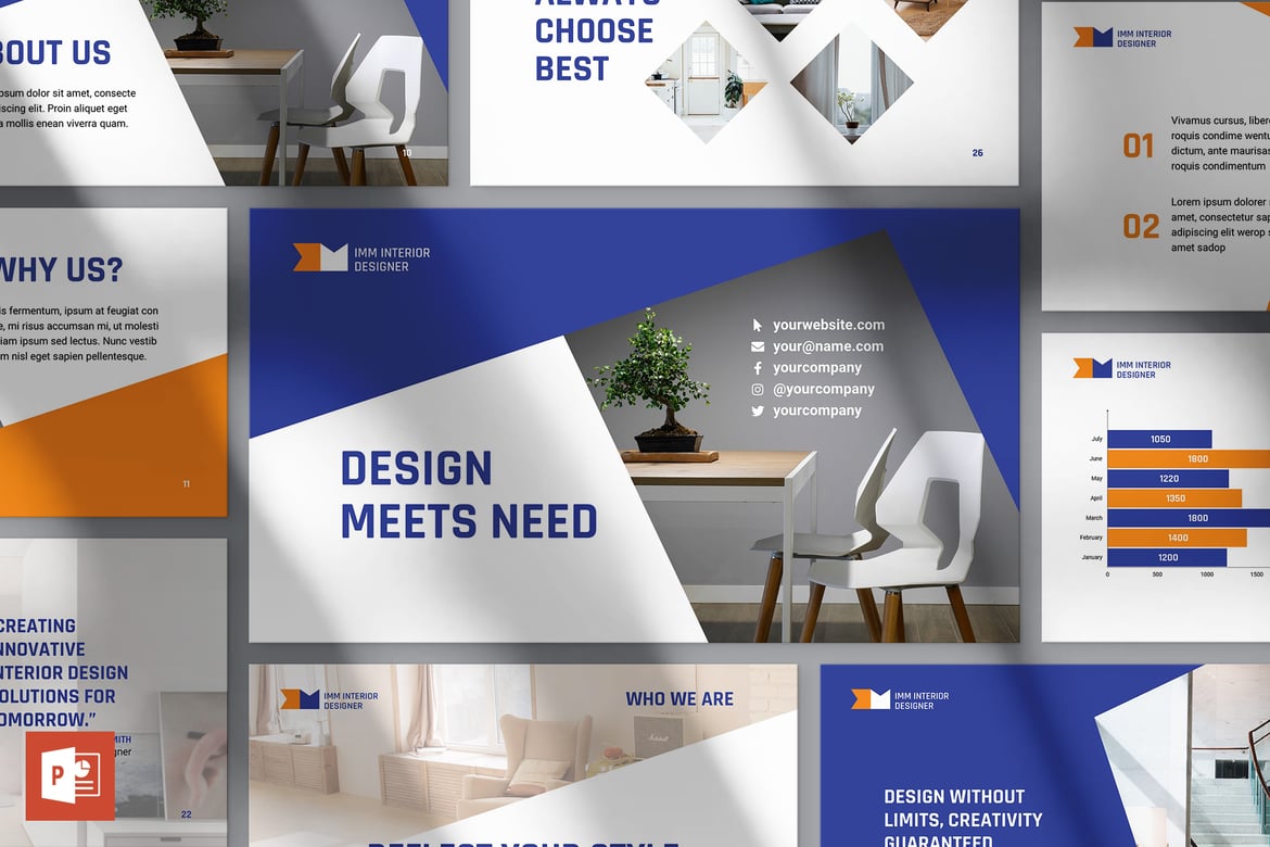 Template Presentasi PowerPoint untuk Desain Interior yang Menarik