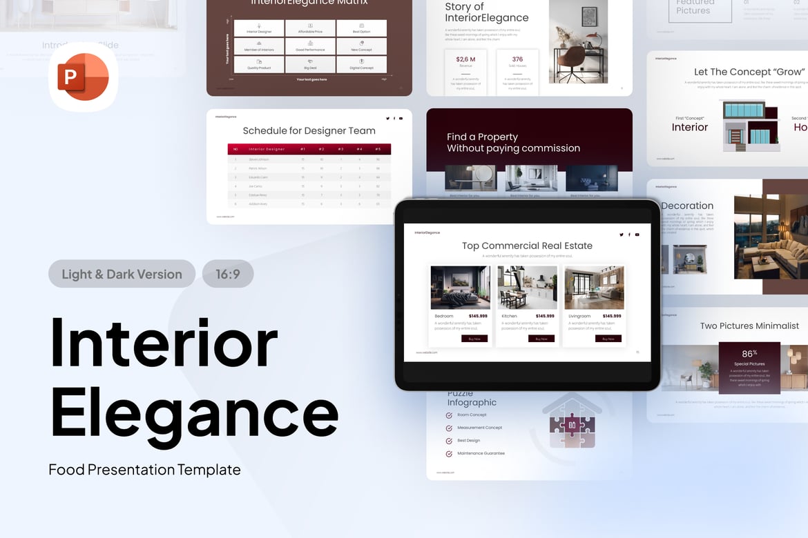 Template Presentasi Interior Elegance - PowerPoint yang Menarik