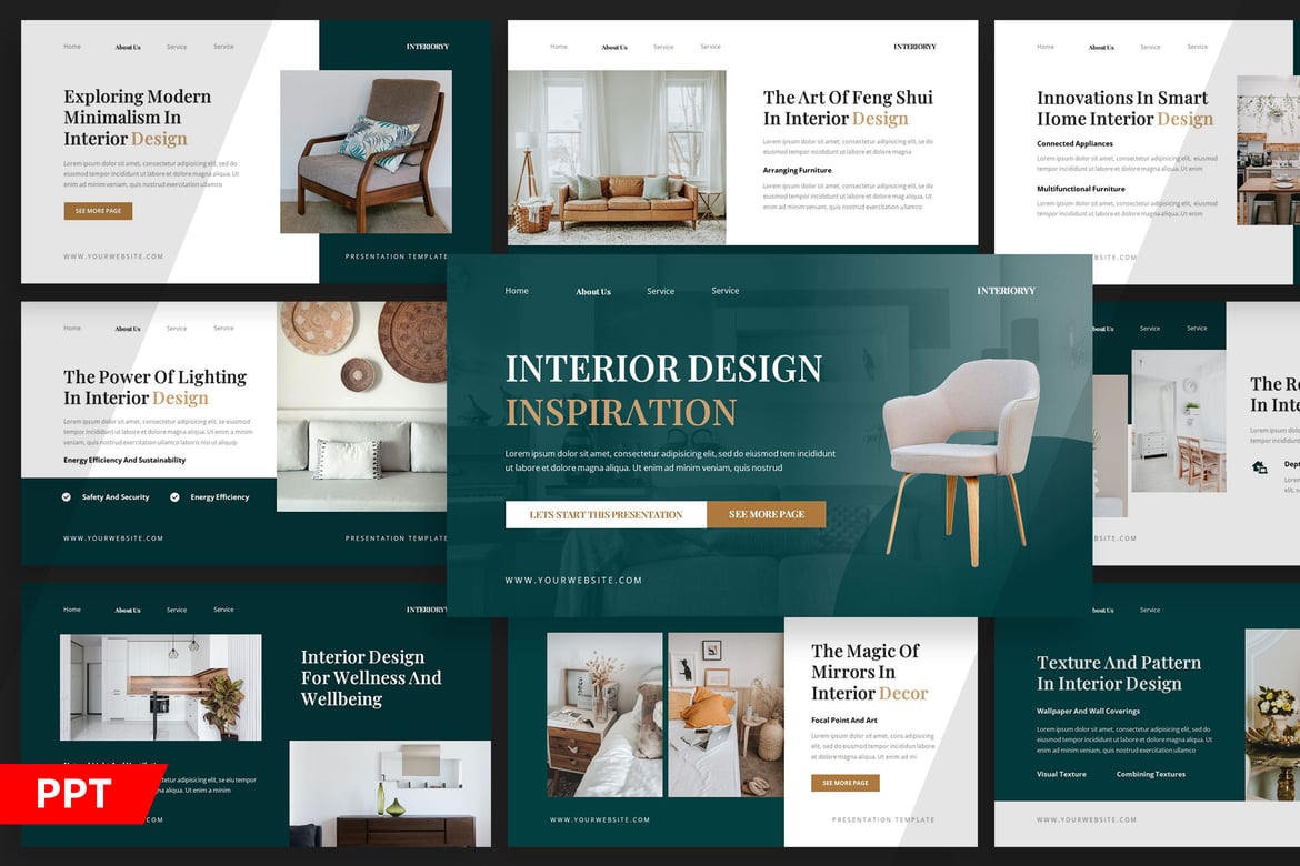 Template Presentasi Powerpoint Desain Modern untuk Interior