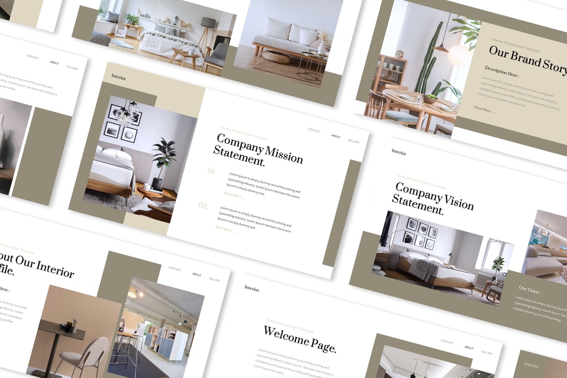 Template Presentasi PowerPoint Interior yang Menarik dan Profesional