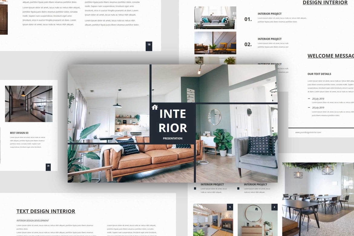 Template Presentasi PowerPoint Interior yang Elegan dan Profesional