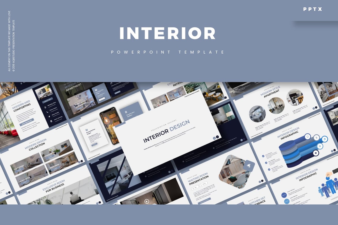 Template Presentasi PowerPoint Interior yang Menarik