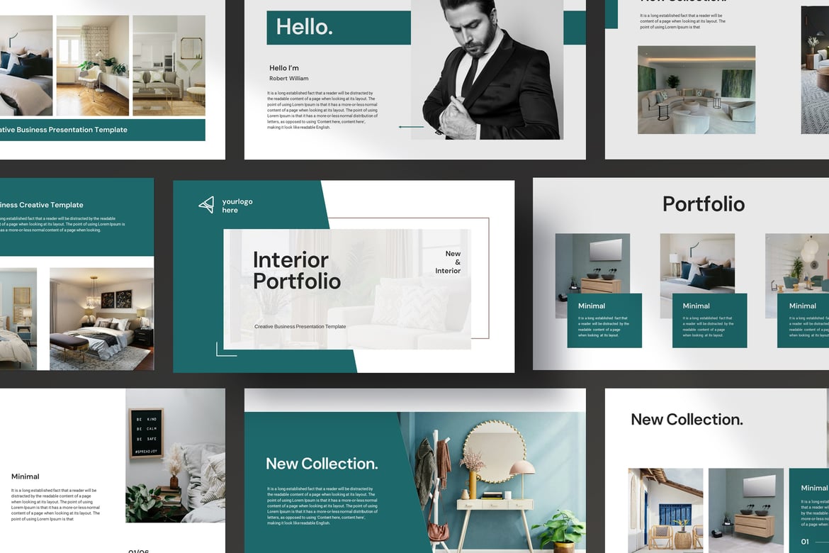 Template Presentasi PowerPoint Proyek Interior yang Menarik dan Profesional